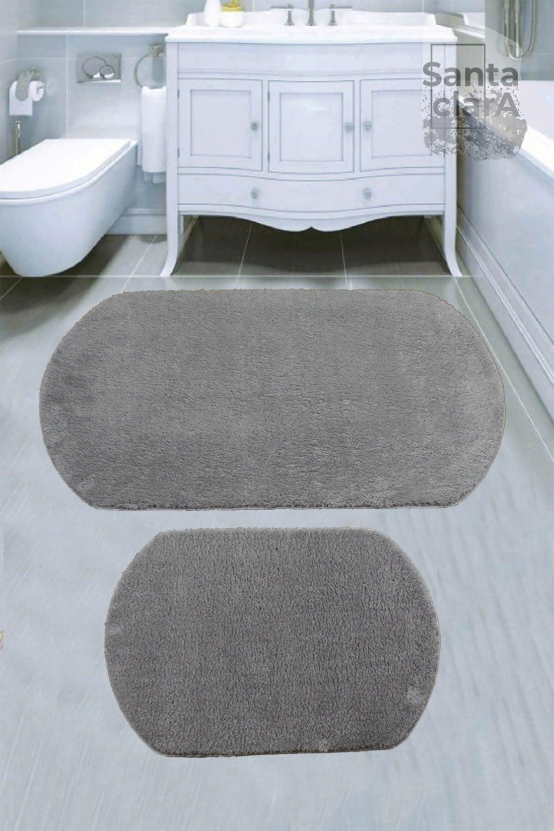 (60x100+60x50) Plush Non-Slip Base Double Closet Set Light Gray Bath Mat Set - Swordslife