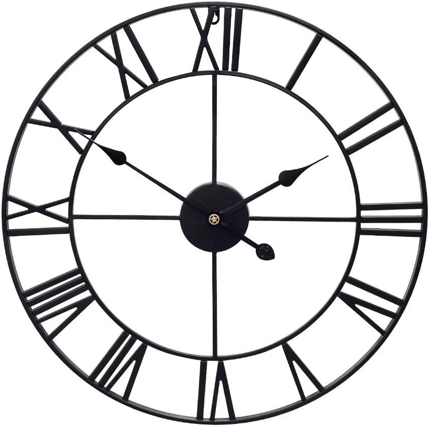 Farmhouse Large Wall Clock Pure Metal Vintage Decorative Large Oversized 36inc (90 cm)Black