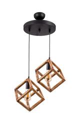 00949 - 2 Wooden Cube Suspended Living Room Chandelier - Swordslife