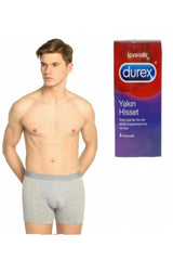 Men's Gray 3-Pack Lycra Boxer % Durex Condoms