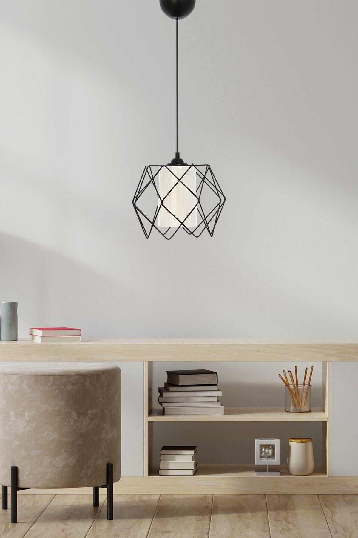 Koza White Glass One Kitchen, Entrance, Hallway Pendant Lamp Chandelier