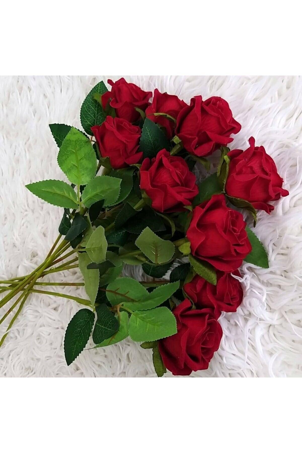 Artificial Rose Branch Velvet 50 Cm Dark Red (6 Pieces) - Swordslife