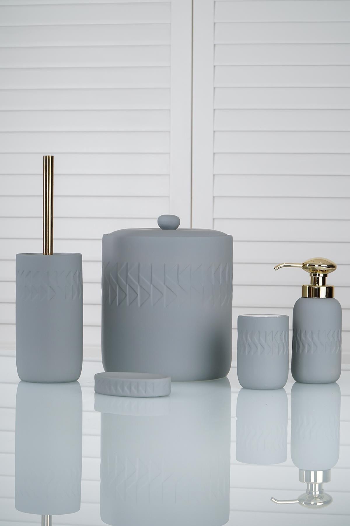 Edith Bathroom Set of 5 - Gray - Swordslife