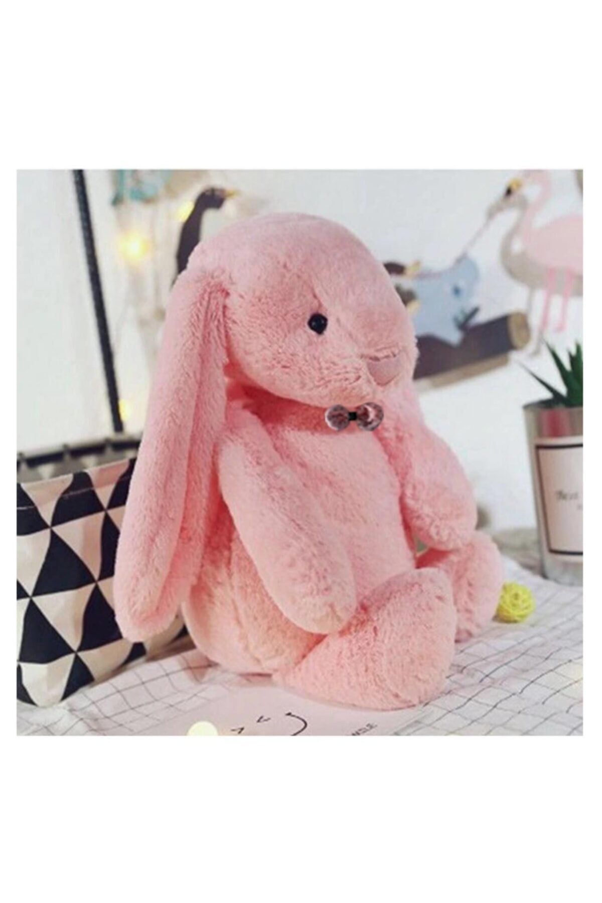 Sleeping Friend Long Ear Bunny Plush Rabbit with Bow Tie 65 Cm