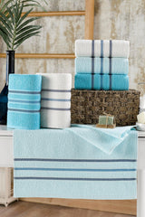 Dense Soft Border Turquoise Series 6 Towel Set 50x85 - Swordslife