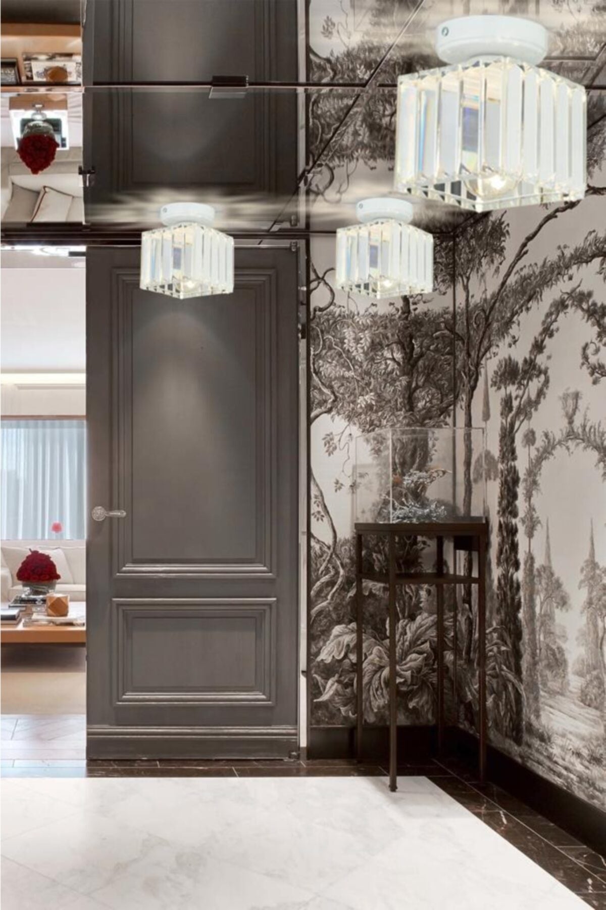 Plafonier Ceiling White K-10 Crystal Stone Chandelier