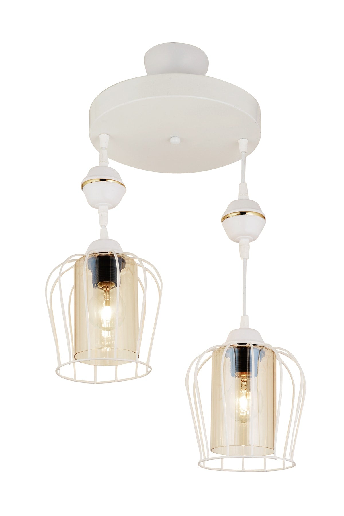 Parachute Pendant Lamp Set of 2 White Modern Downward Facing Chandelier