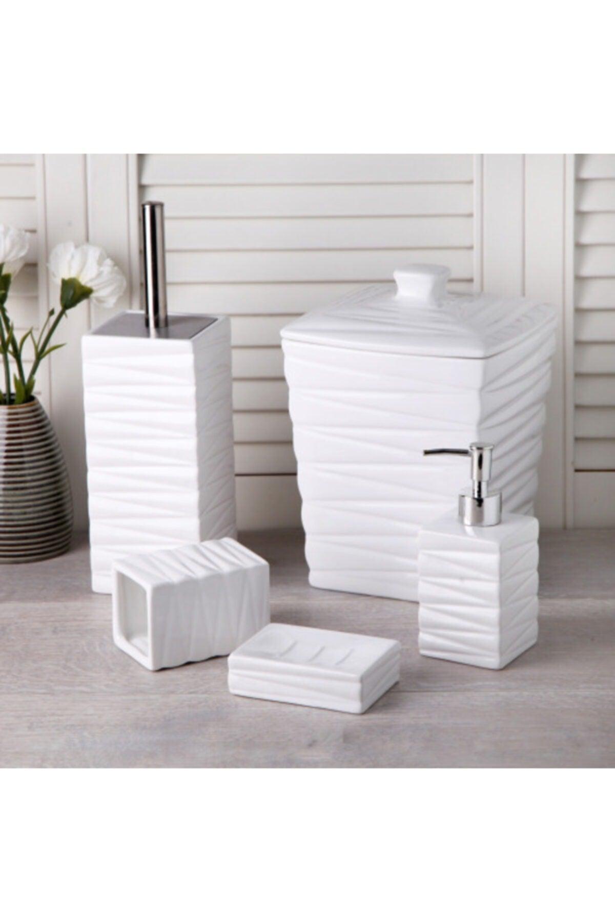 Leo 5 Pieces Porcelain Bucket Bathroom Set - Swordslife