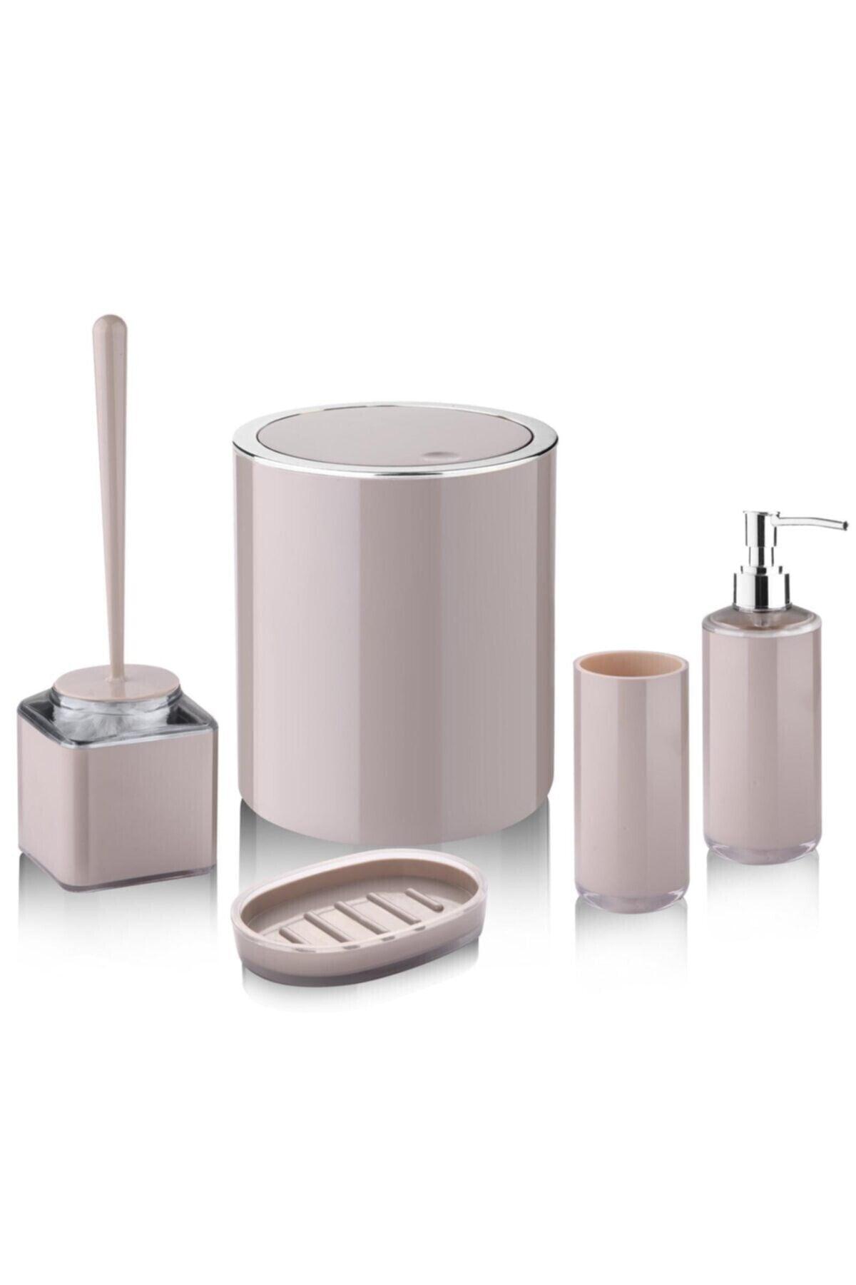 Beige Acrylic Bathroom Set of 5 Nickel. - Swordslife