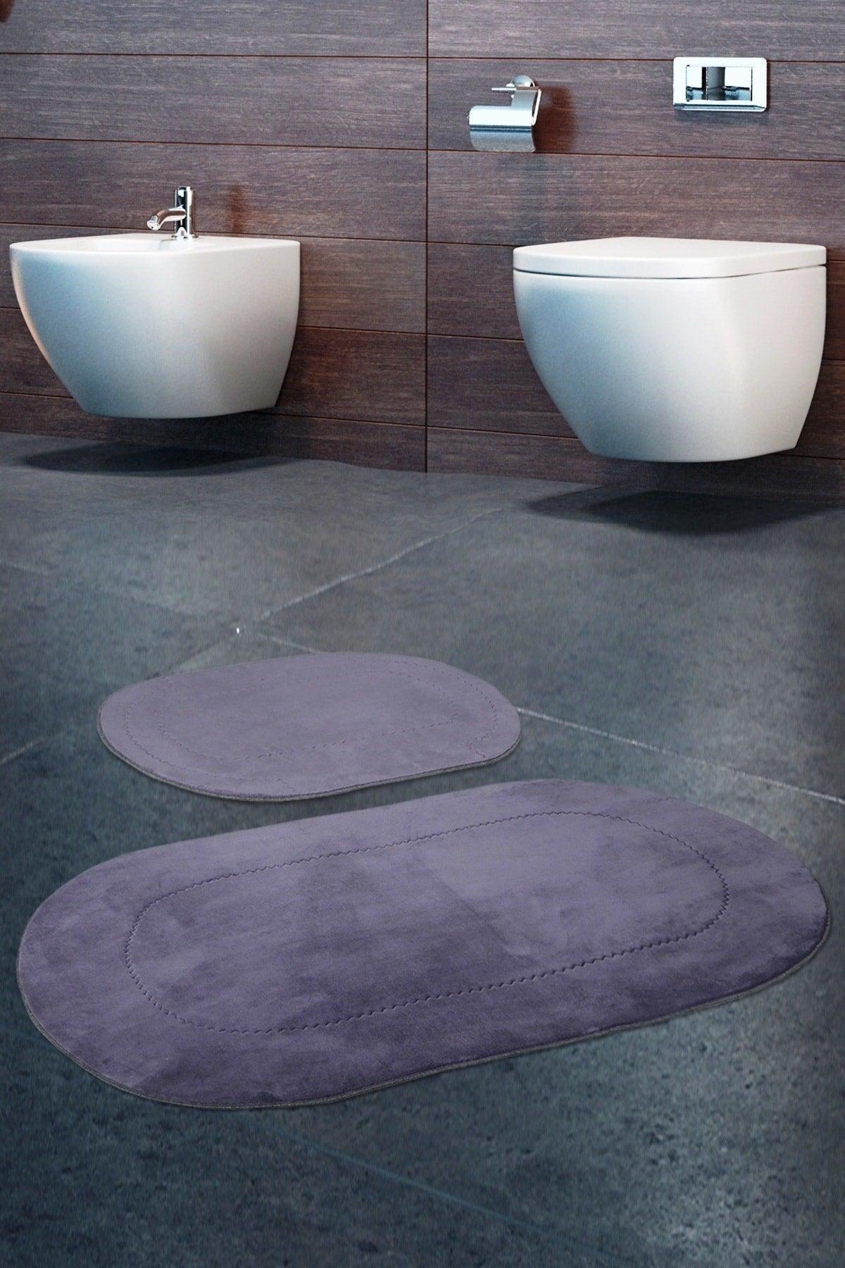 Rixos Gray 2 Pcs Bathroom Carpet Mat Set Non-Slip Toilet Seat Set - Swordslife