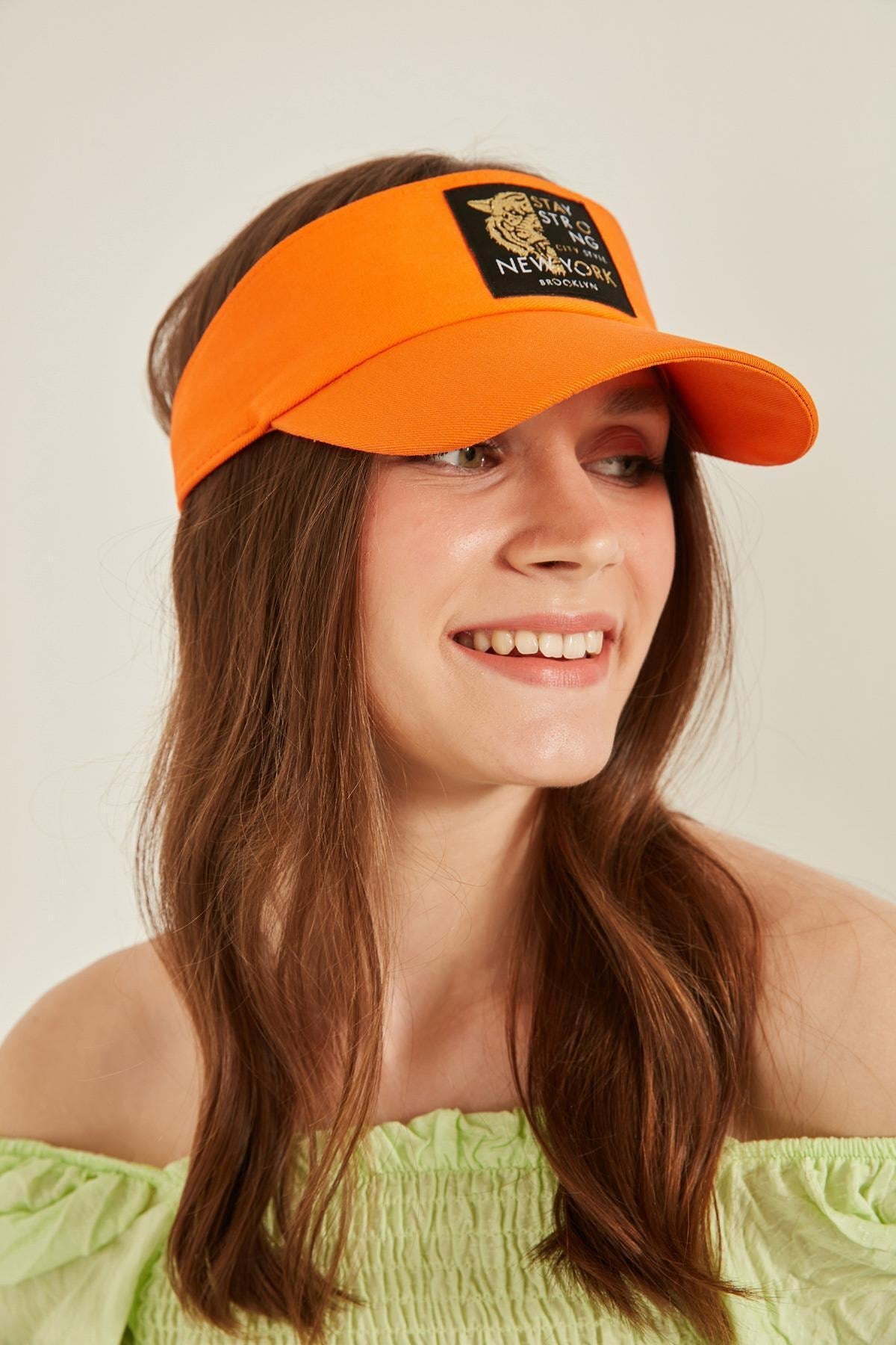 14097 Tiger Crest Orange Visor Hat