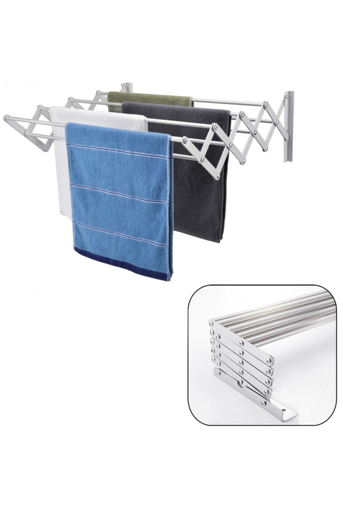 Laundry Balcony Drying Hanger Accordion Clothes Dryer 85cm-9 Rod Aluminum Wall Mounted - Swordslife