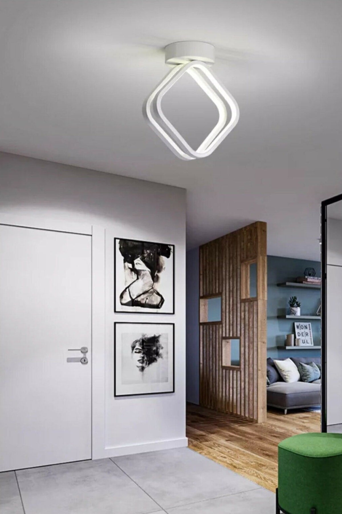Milan White Case Modern LED Double Chandelier