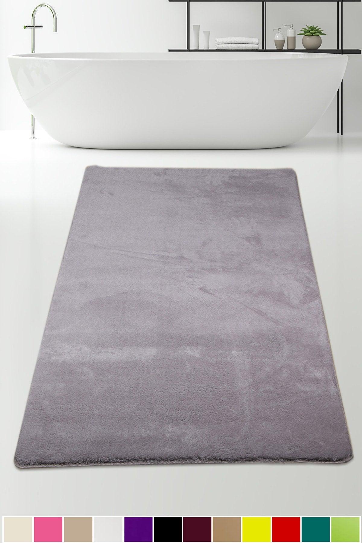 Elite Gray 80x150 Cm Plush Bath Mat Non-Slip Base Pufidic Bath Rug Large Size - Swordslife