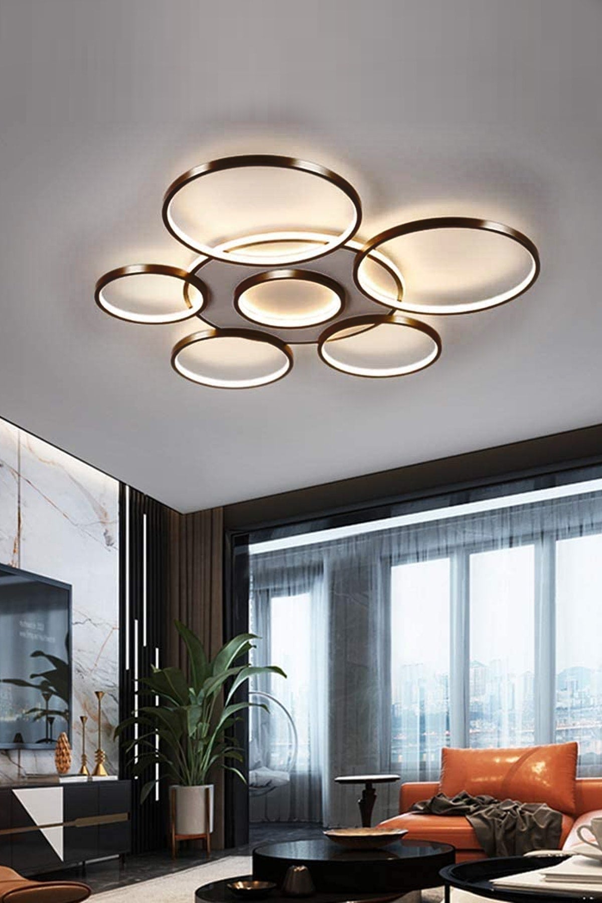 Jupiter Modern Black Case ( ( 75 Cm ) ) White LED Plophonier LED Chandelier