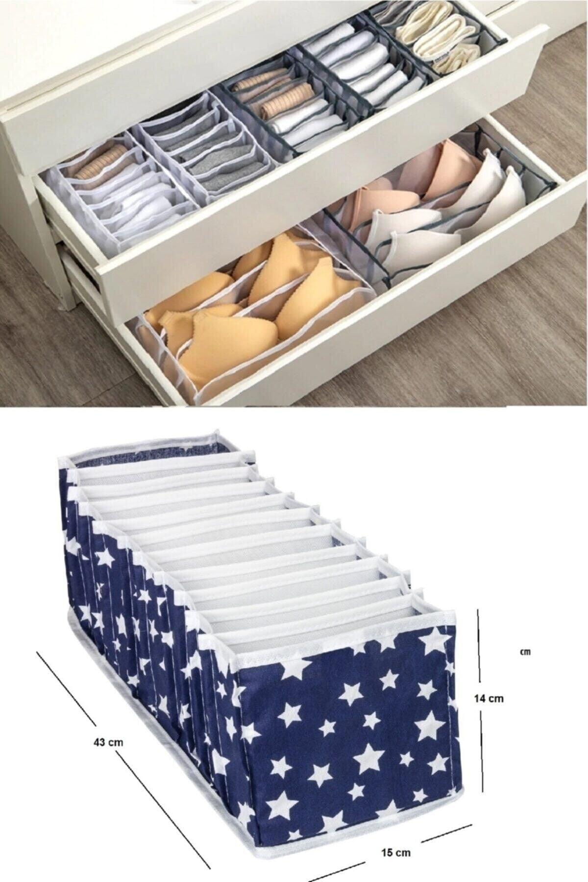 1 Pcs 11 Compartment Blue Star Patterned Multi-Purpose Accordion Drawer And Cabinet Organizer - Swordslife