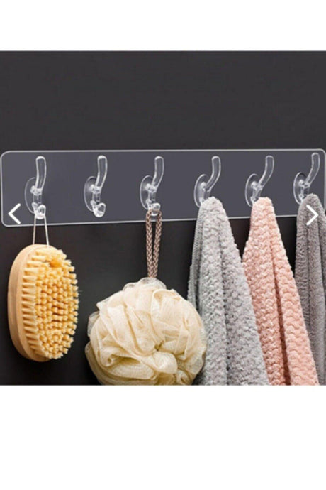 (1 Piece) 6 Pieces Adhesive Transparent Wall Hanger Bathroom Kitchen Organizer Hanger Practical Hanger - Swordslife