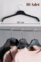 10 Hanger Black Plastic - Shirt, T-Shirt, Trouser, Tunic and Blouse Hanger - Swordslife