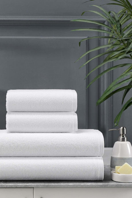 100% Cotton 4 Pieces Hotel Towel White