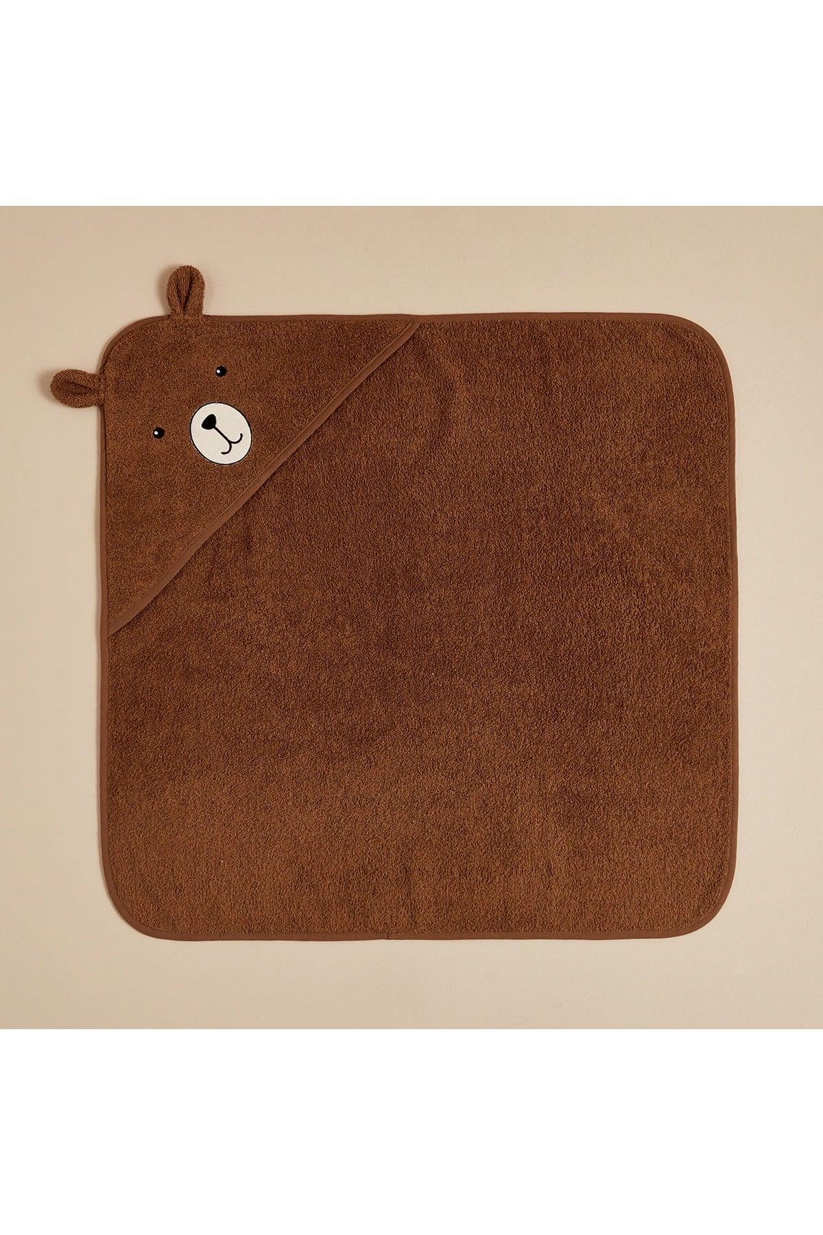 100% Cotton Bear Swaddle Towel Brown