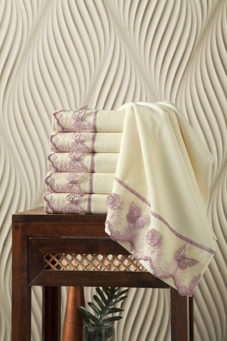 100% Cotton Butterfly Guipure 3 Pcs Towel 50x90