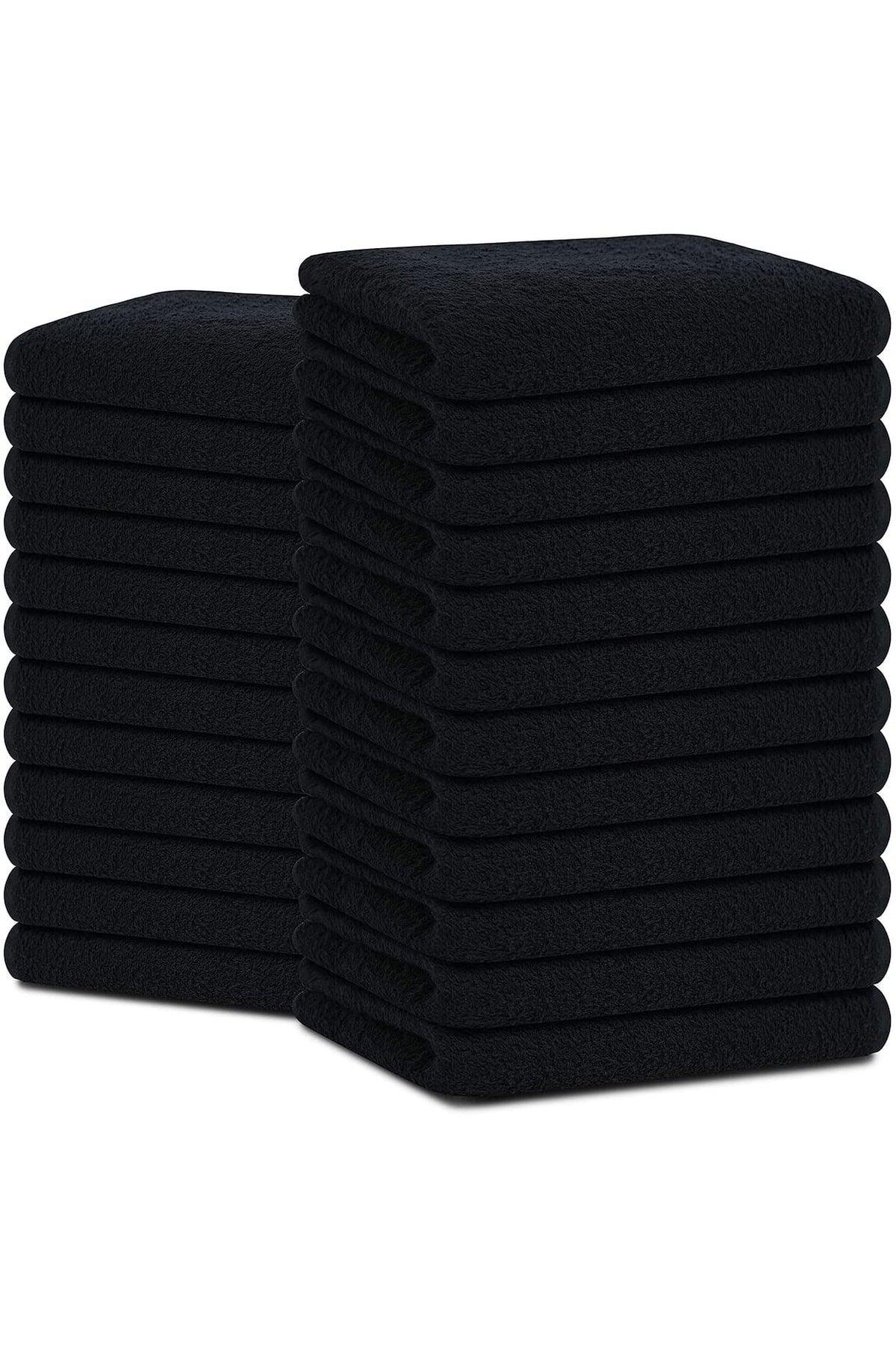 100% Cotton Hand Face Towel 6 Pcs. Black Towel