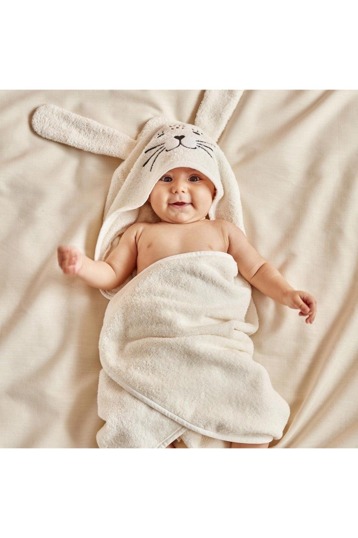 100% Cotton Rabbit Swaddle Towel Ecru (75x75 Cm) - Swordslife