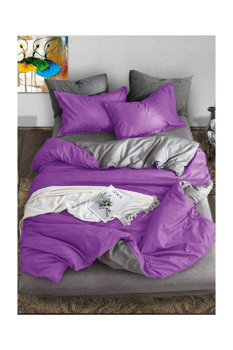 100% Natural Cotton Double Duvet Cover Set Lilac Gray - Swordslife