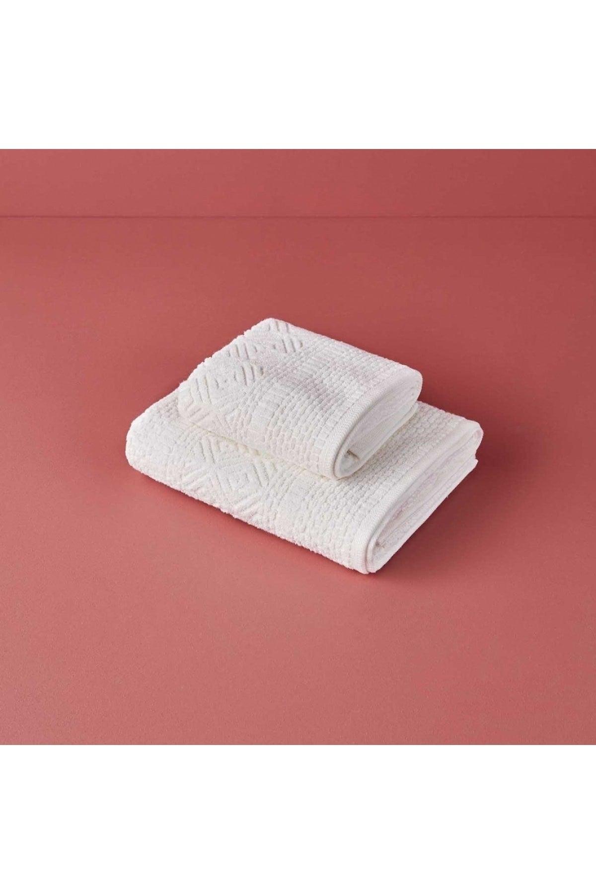 100% Helena Hand Towel 2 Pack Cream (30x30 Cm)