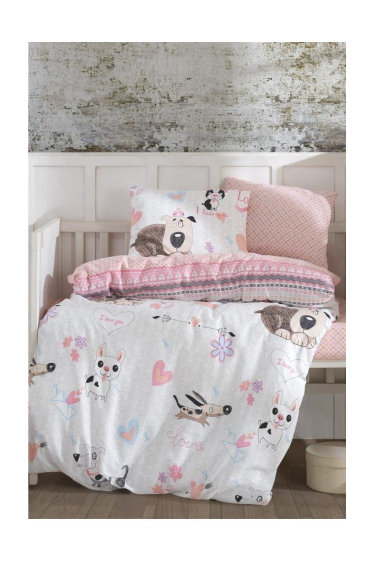 100% Cotton Baby Sweety Dogs Pink Baby Duvet Cover Set - Swordslife