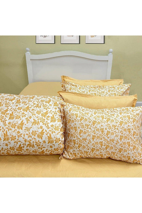 100% Cotton Satin 6 Pieces Yellow Double Duvet Cover Set - Swordslife