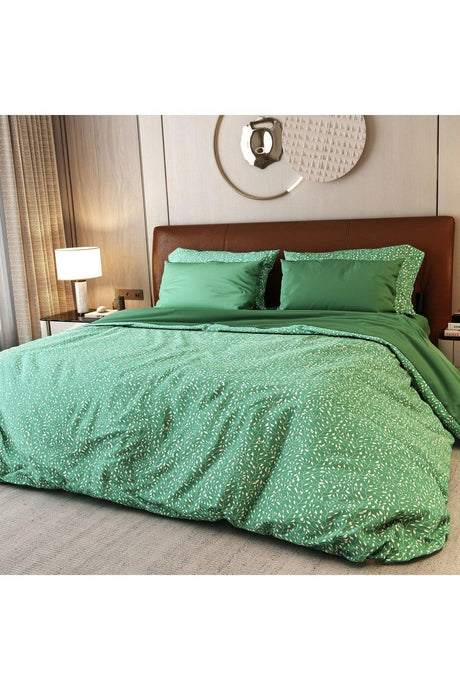 100% Cotton Satin 6 Pieces Green Verde Double Duvet Cover Set - Swordslife