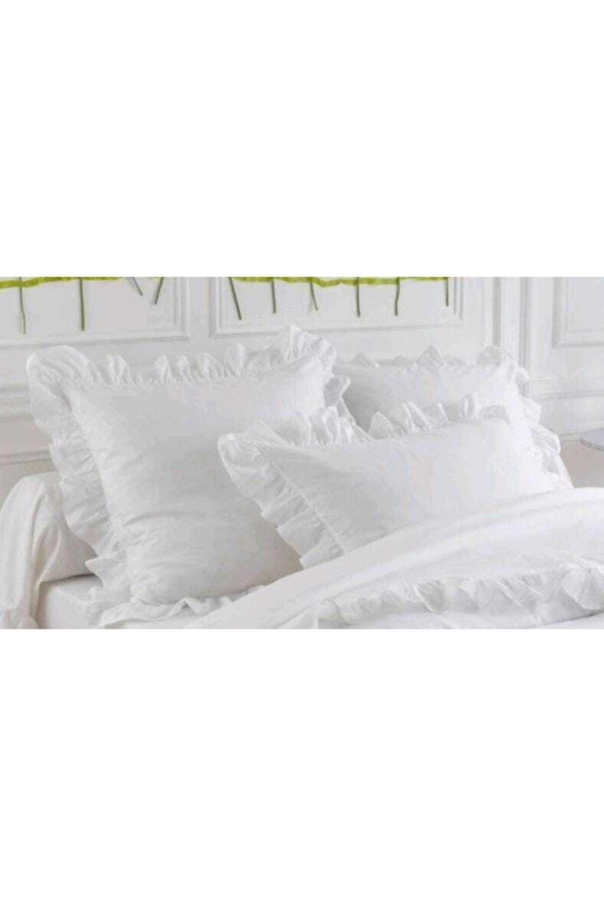 100% Cotton Frilly White White Flat Two Pillowcases 50x70 - Swordslife