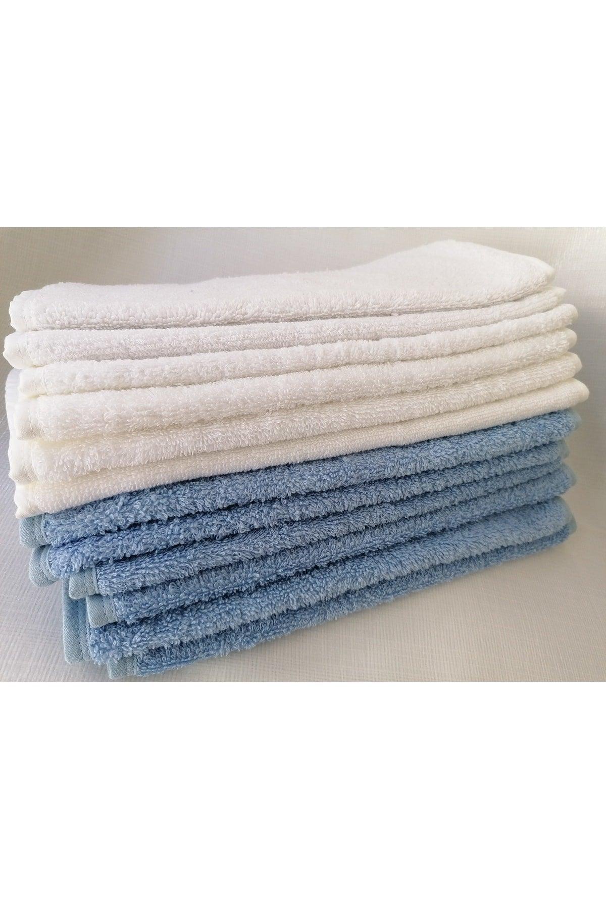 12 Pcs Multi-Purpose Kitchen Hand Towel Drying Dust Cloth 6 White 6 Blue 30x30 Cm - Swordslife