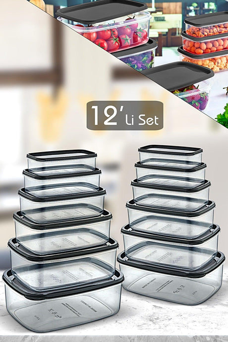 Set of 12 Rectangular Sweet Storage Container Set - Transparent - Swordslife