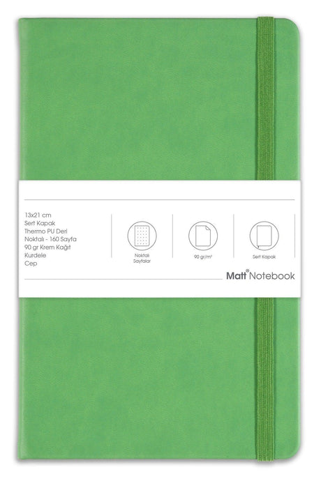 13x21 Rubber Notebook Dotted Green