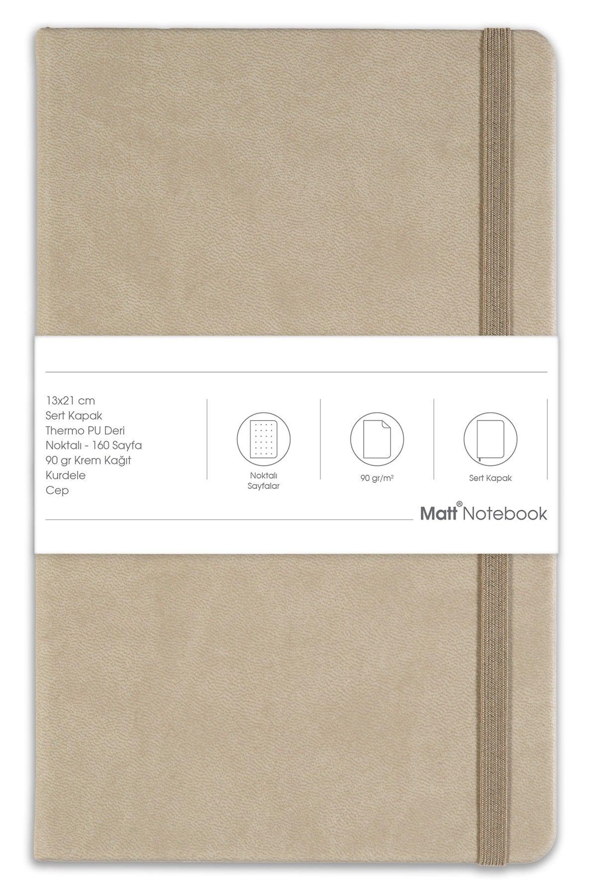 13x21 Elastic Notebook Dotted Beige