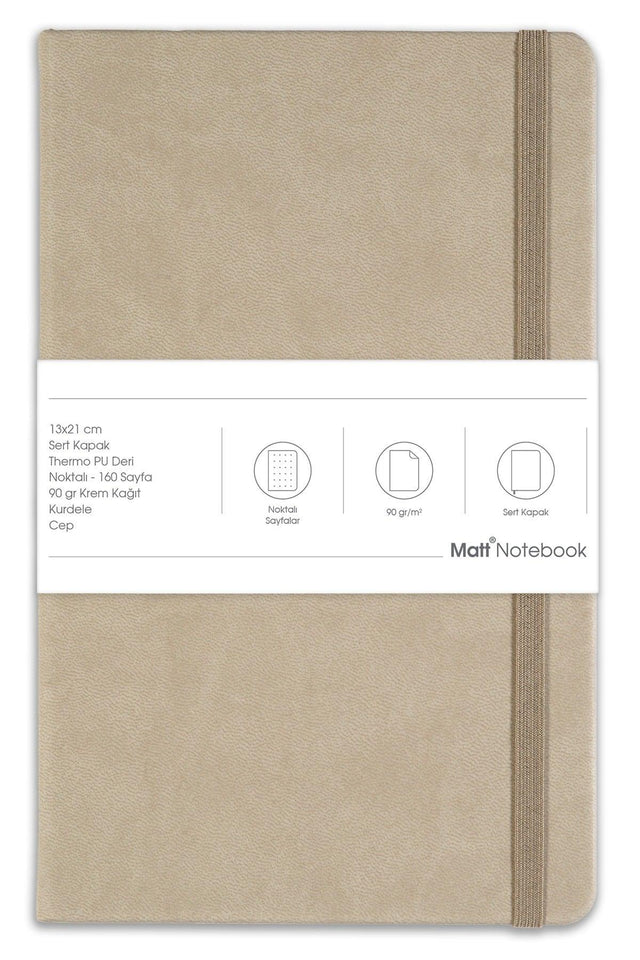 13x21 Elastic Notebook Dotted Beige