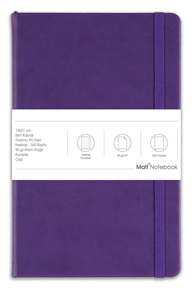 13x21 Rubber Notebook Dotted Purple