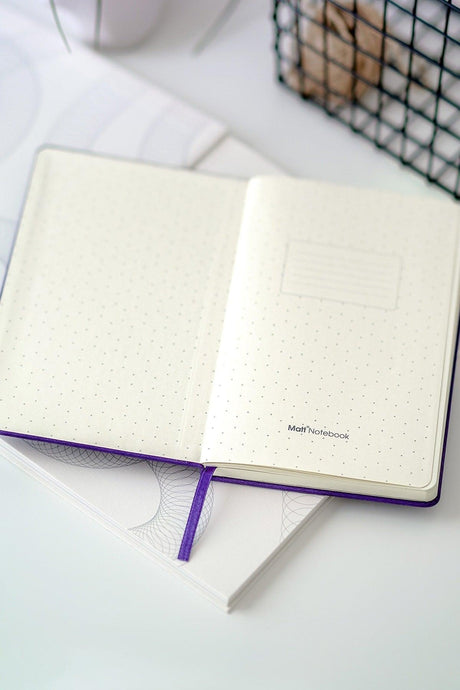 13x21 Rubber Notebook Dotted Purple