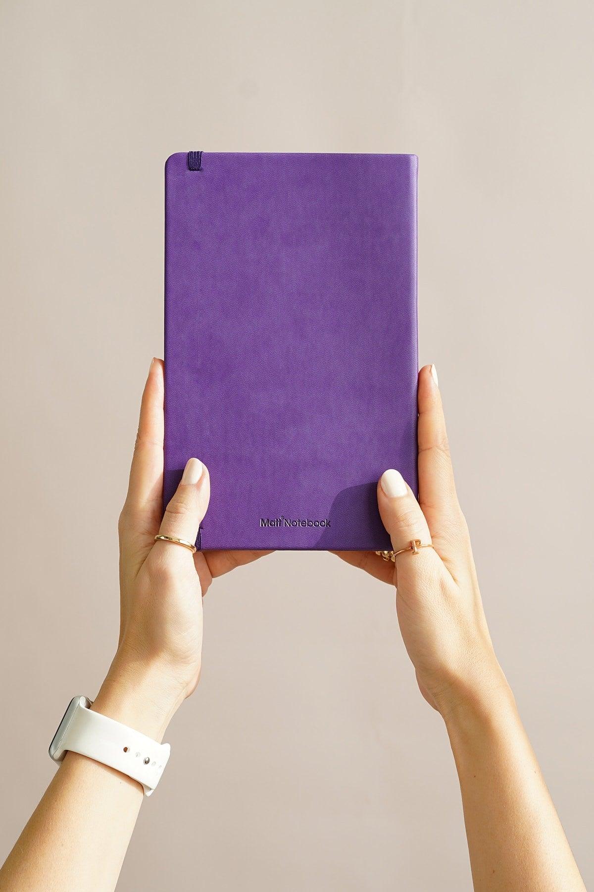 13x21 Rubber Notebook Dotted Purple