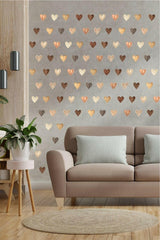 144 Pieces Watercolor Effect Brown Hearts Wall Sticker - Swordslife