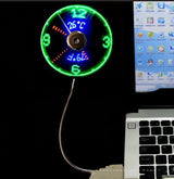 USB Clock Temperature Word Fan Led Light Fan Mini Fan USB Clock Temperature Fan - Swordslife