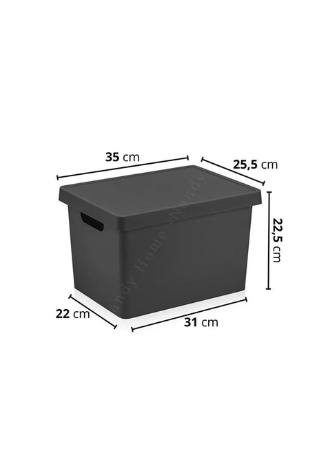 17 Lt. Box with Lid 3 Pieces Anthracite Nandy