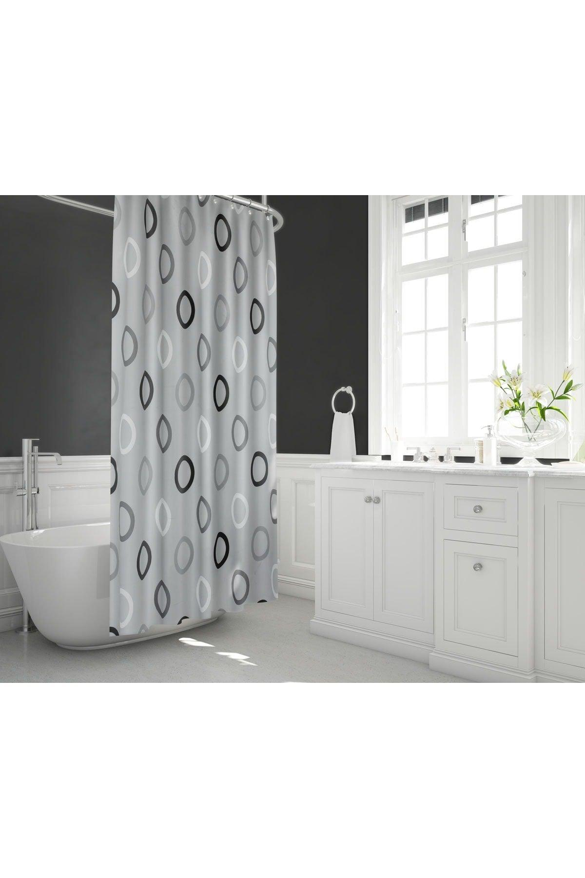 180x200 Cm Bathroom Curtain Single Wing Bathroom Shower Curtain - 12 Pieces C Ring Bath Curtain with Gift - Swordslife