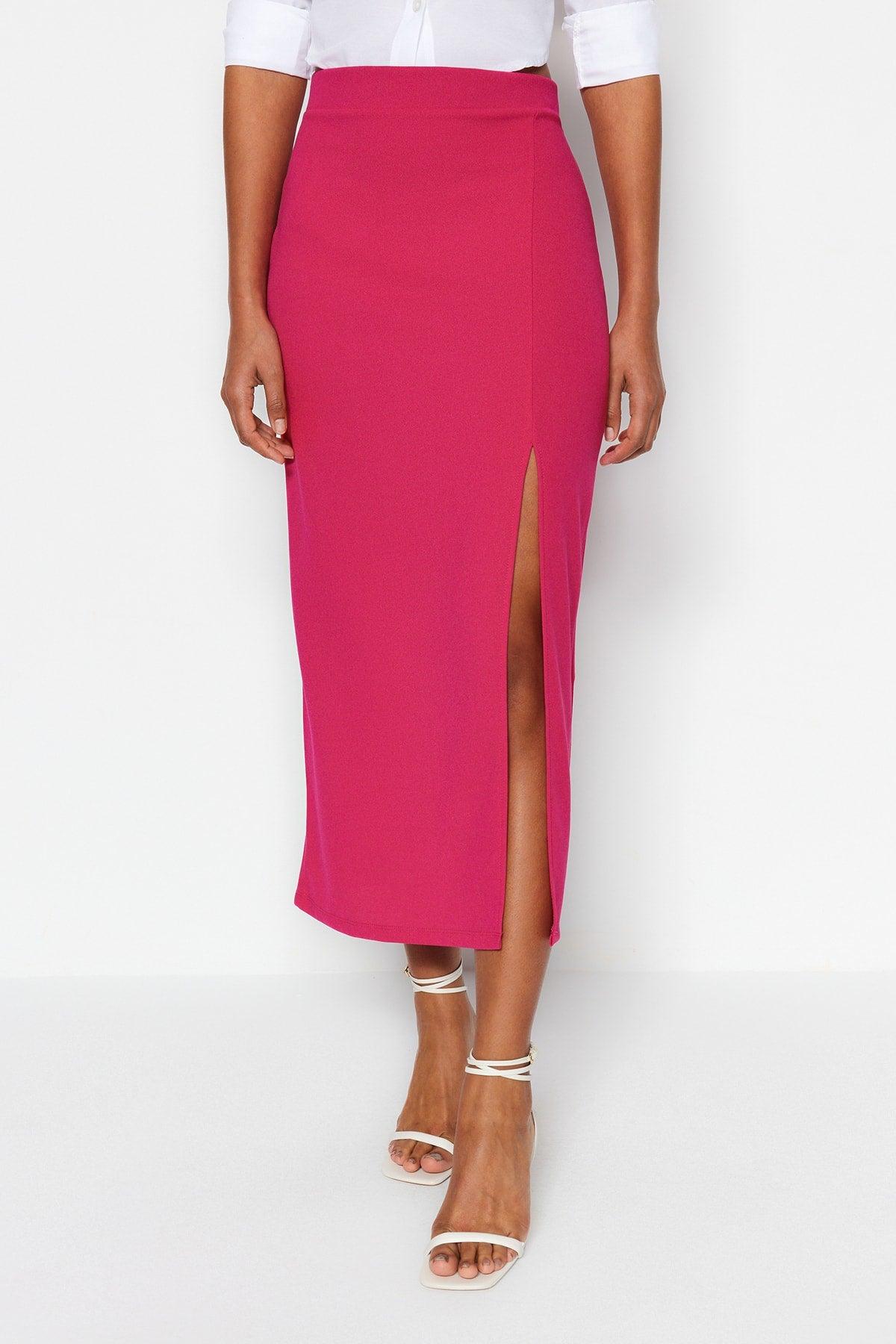 Fuchsia Maxi Crepe Knitted Pencil Skirt TWOSS23ET00351 - Swordslife