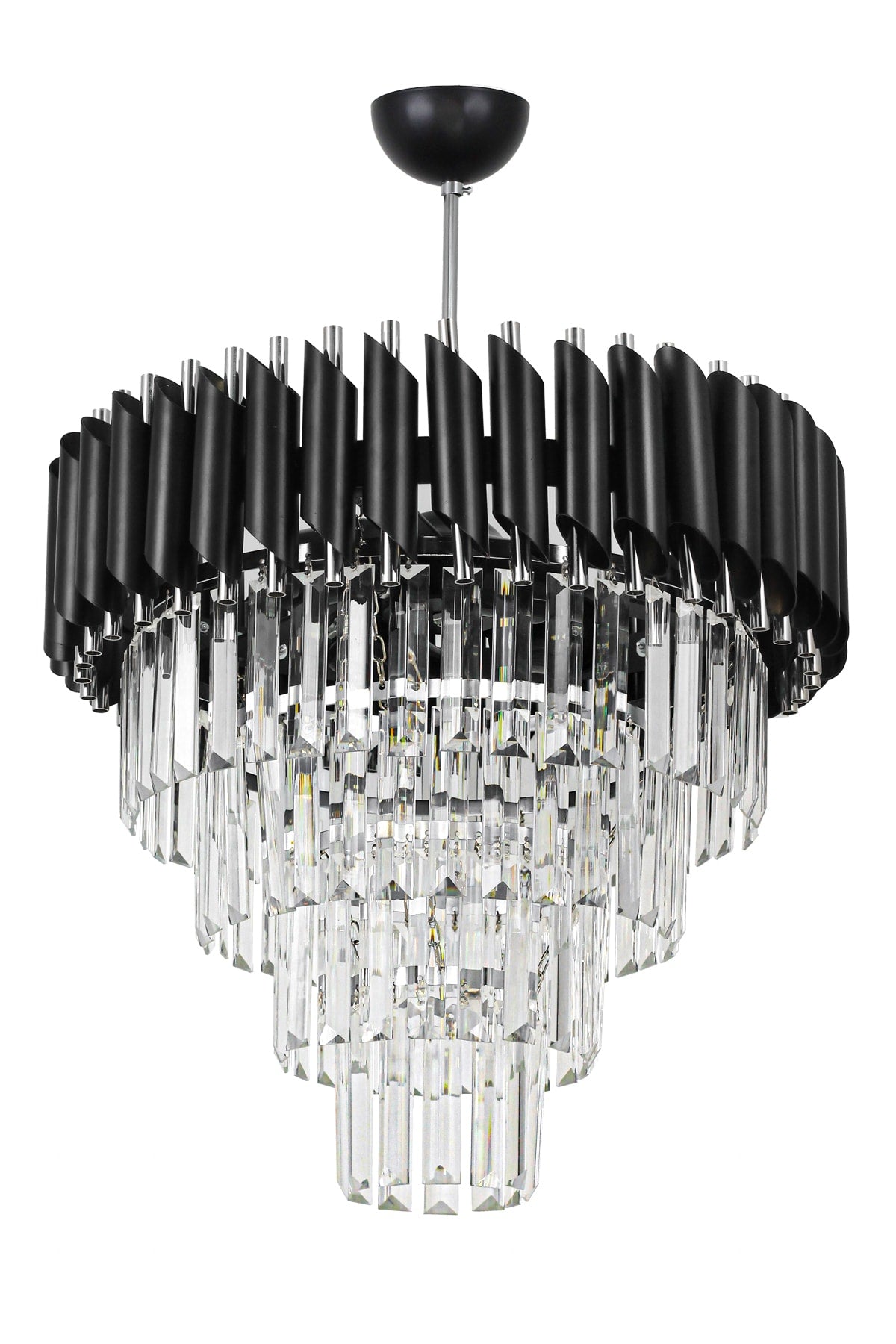 Palmira 45' Crystal Stone Luxury Chandelier - (black-chrome)