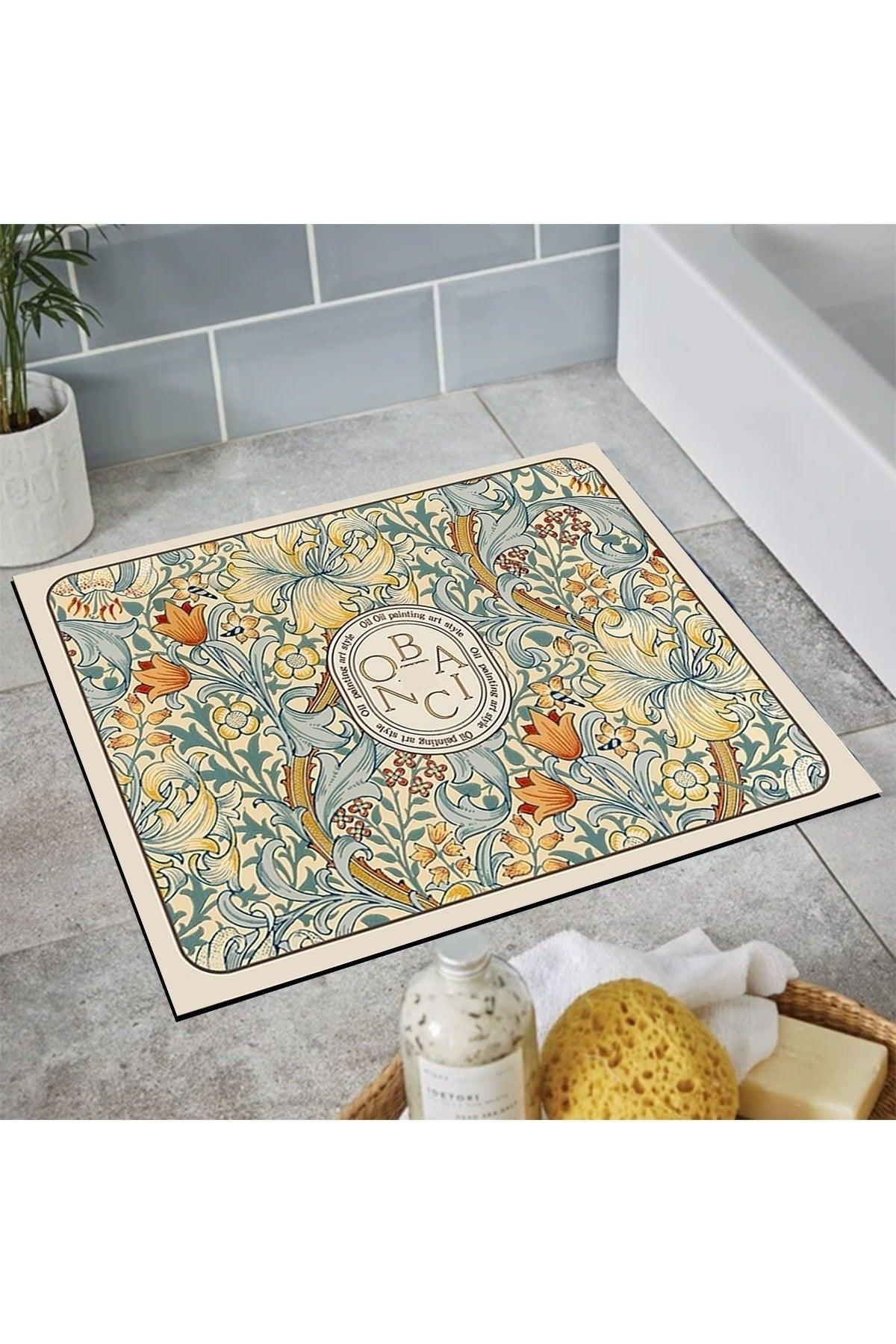 Osso Patterned Shower Front Square Bathroom Carpet Doormat Single Piece 60x60cm - Swordslife