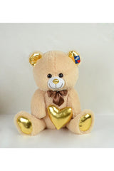 Toy 40 Cm Shiny Fabric Heart Holding Cream Teddy Bear 78801