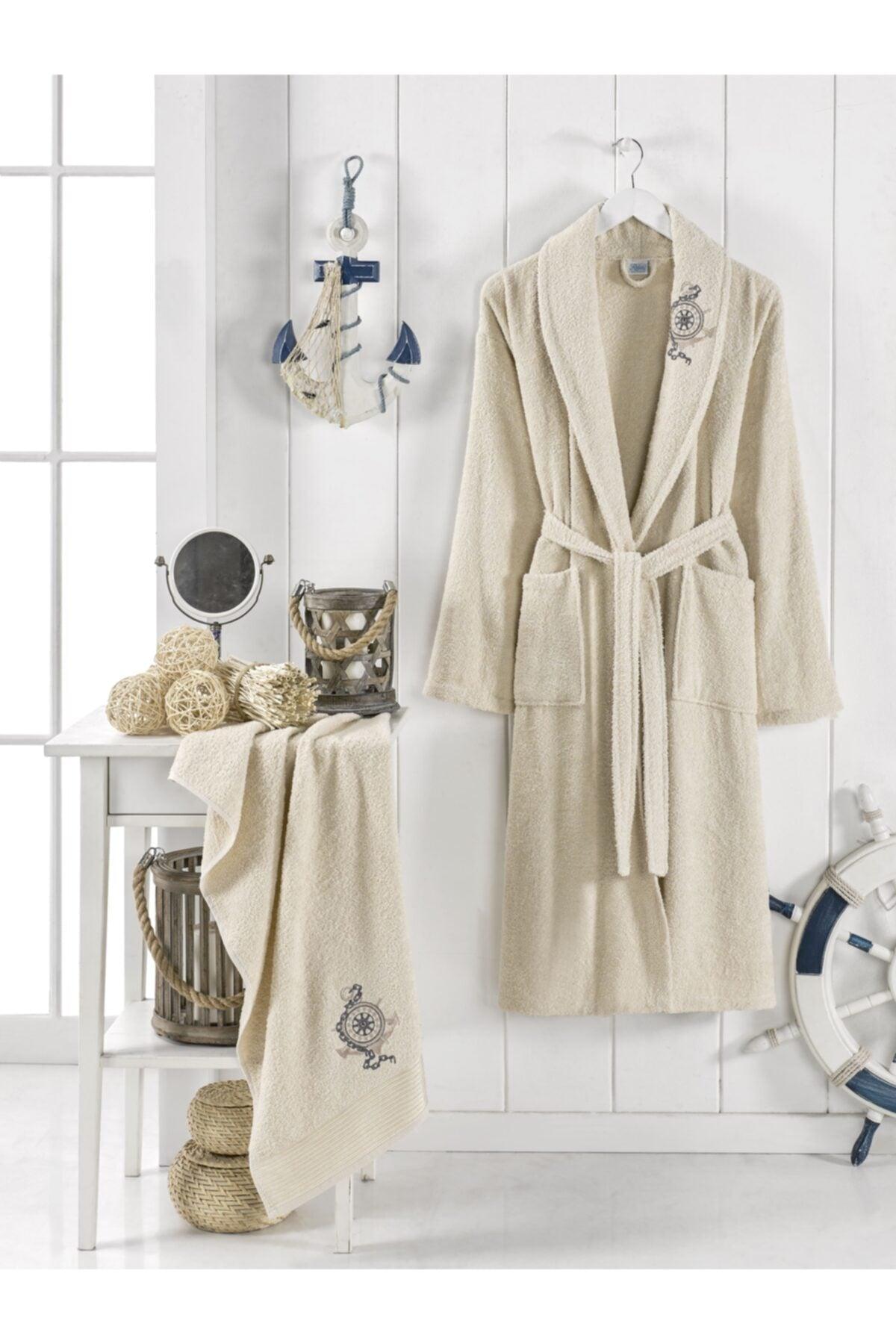 Unisex Beige Towel Bathrobe 2 Pack - Swordslife